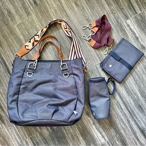 Lassig Green Label Mix 'n Match Diaper Bag dark blue cognac boho hippie purse
